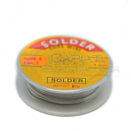 10g Stagno d. 1mm Sn99.3 Cu0.7 2 Lunghezza 2 metri Bobina rotolo filo