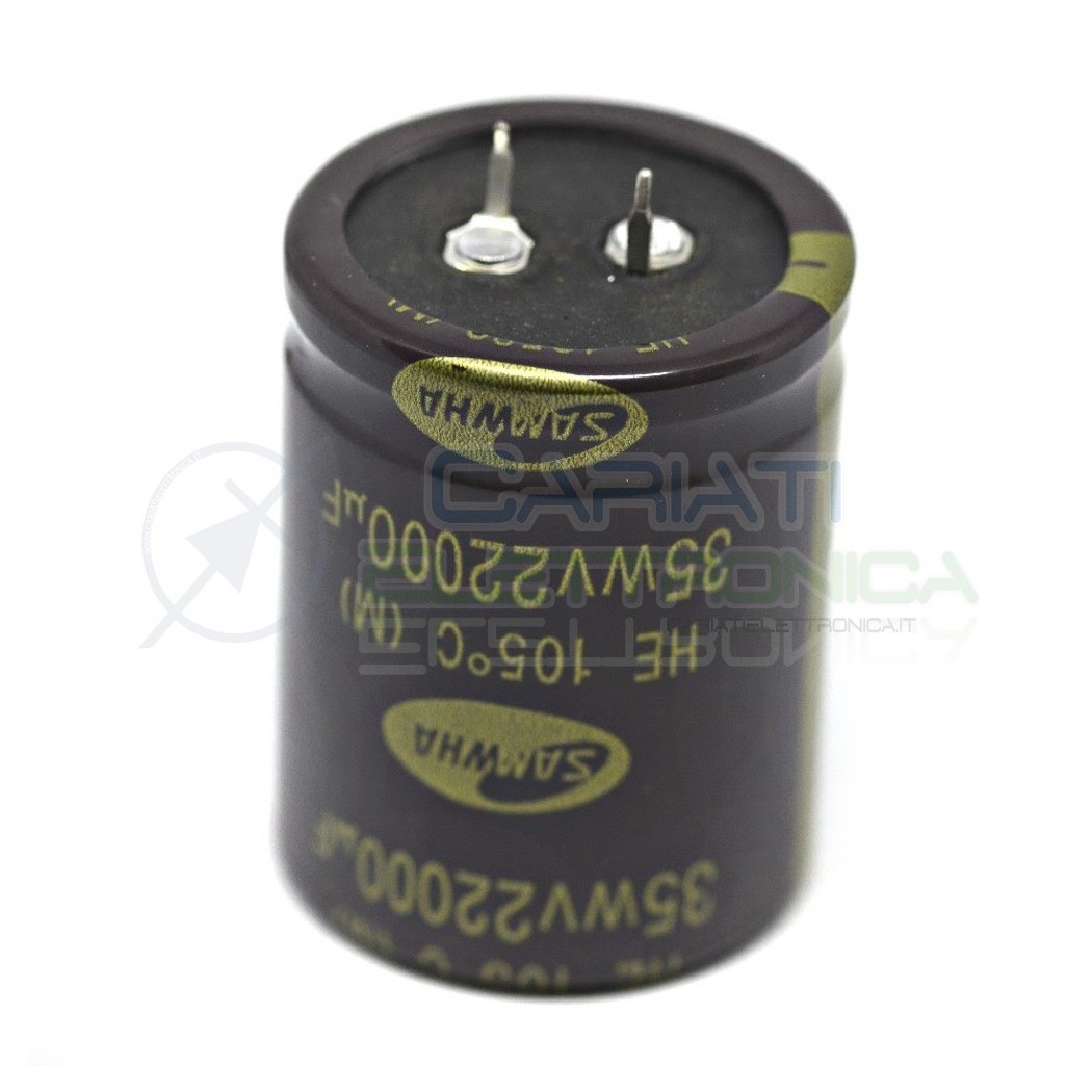 Condensatore 22000uF 35V 105°C elettrolitico 35x45mm Snap in Samwha Passo 10mm Samwha
