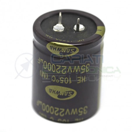Condensatore 22000uF 35V 105°C elettrolitico 35x45mm Snap in Samwha Passo 10mm Samwha