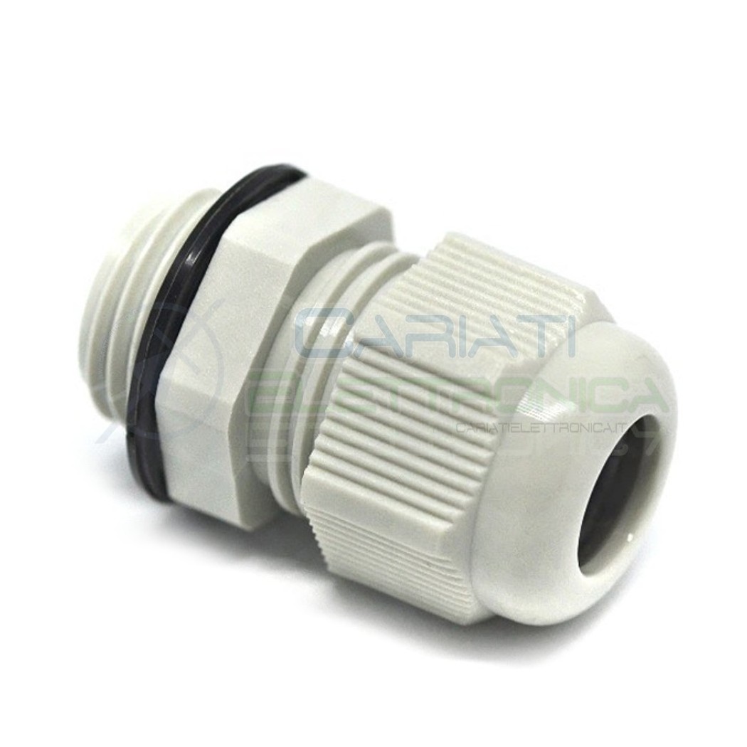 1 PEZZO PRESSACAVO IN NYLON GRIGIO M20 IP68 diametro 20mm per cavi da 8/12mm