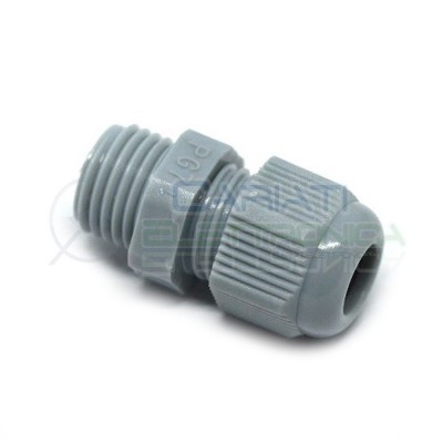 5 PEZZI PRESSACAVO IN NYLON GRIGIO M12.5 IP68 D12.5mm PG7 per cavi da 3.5/6mm