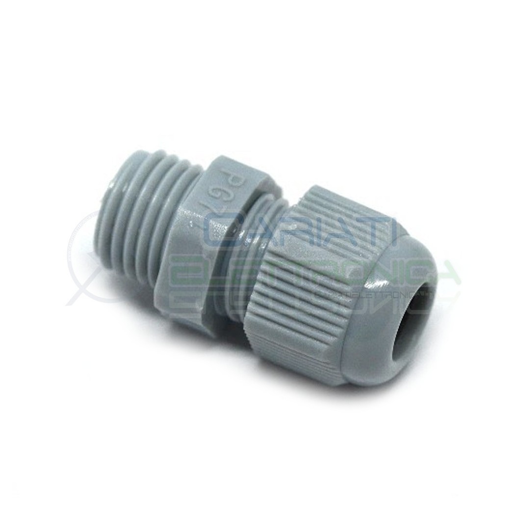 5 PEZZI PRESSACAVO IN NYLON GRIGIO M12.5 IP68 D12.5mm PG7 per cavi da 3.5/6mm