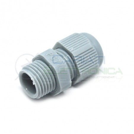 5 PEZZI PRESSACAVO IN NYLON GRIGIO M12.5 IP68 D12.5mm PG7 per cavi da 3.5/6mm
