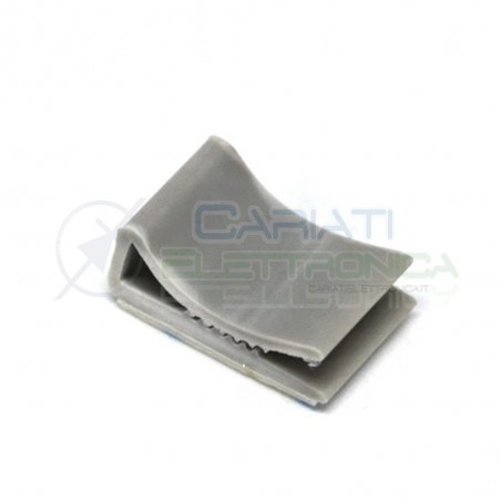 5 PEZZI FERMACAVO CON ADESICO 3M COLORE GRIGIO