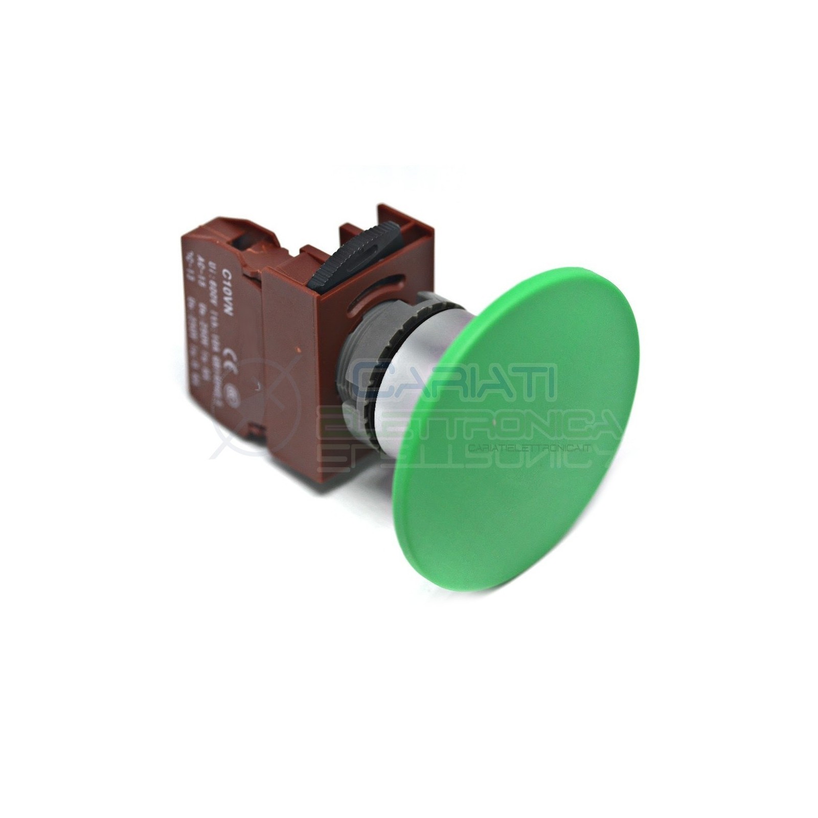 Pulsante di emergenza a fungo Verde diametro 60mm da pannello 250Vac 6A 250Vdc 0.6A SPST button switch