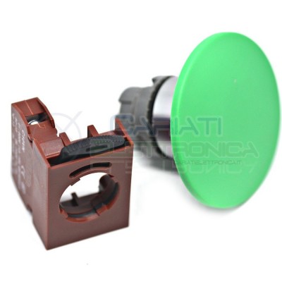 Pulsante di emergenza a fungo Verde diametro 60mm da pannello 250Vac 6A 250Vdc 0.6A SPST button switch