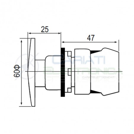 Pulsante di emergenza a fungo Verde diametro 60mm da pannello 250Vac 6A 250Vdc 0.6A SPST button switch