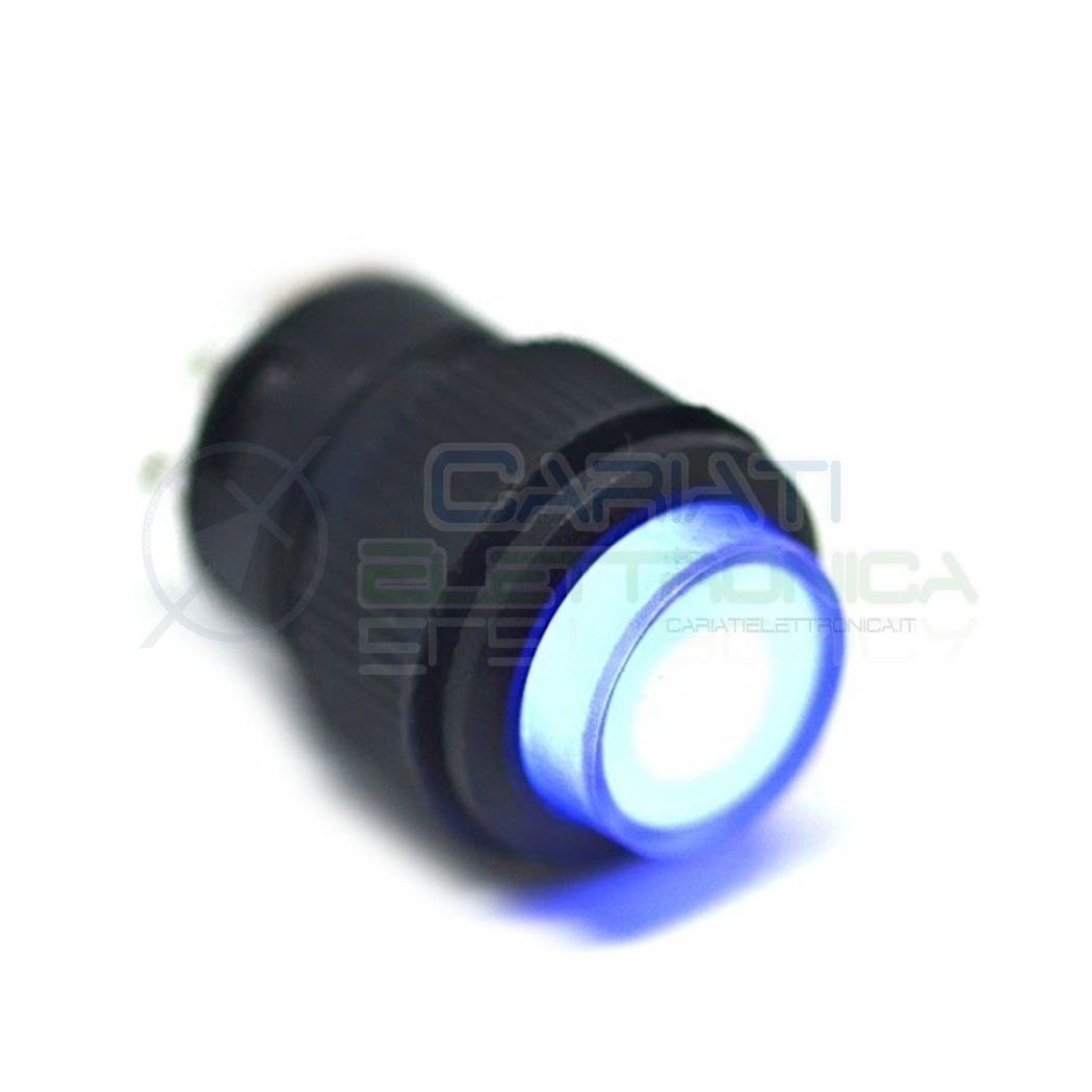 10 PEZZI INTERRUTTORE LED BLU 12V ROTONDO DIAMETRO 18mm