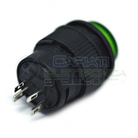 10 PEZZI INTERRUTTORE LED VERDE 12V ROTONDO DIAMETRO 18mm