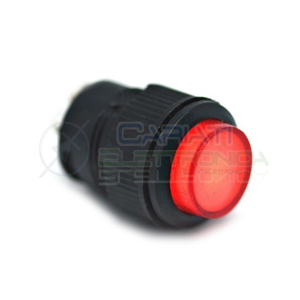 10 PEZZI INTERRUTTORE LED ROSSO 12V ROTONDO DIAMETRO 18mm