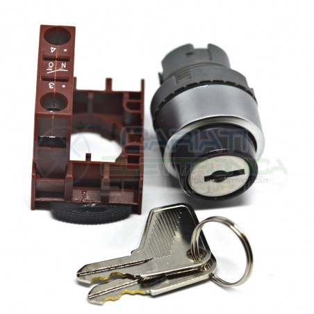 PULSANTE DA PANNELLO ON OFF 6A 250V SPST CON RITORNO CHIAVE INCLUSA