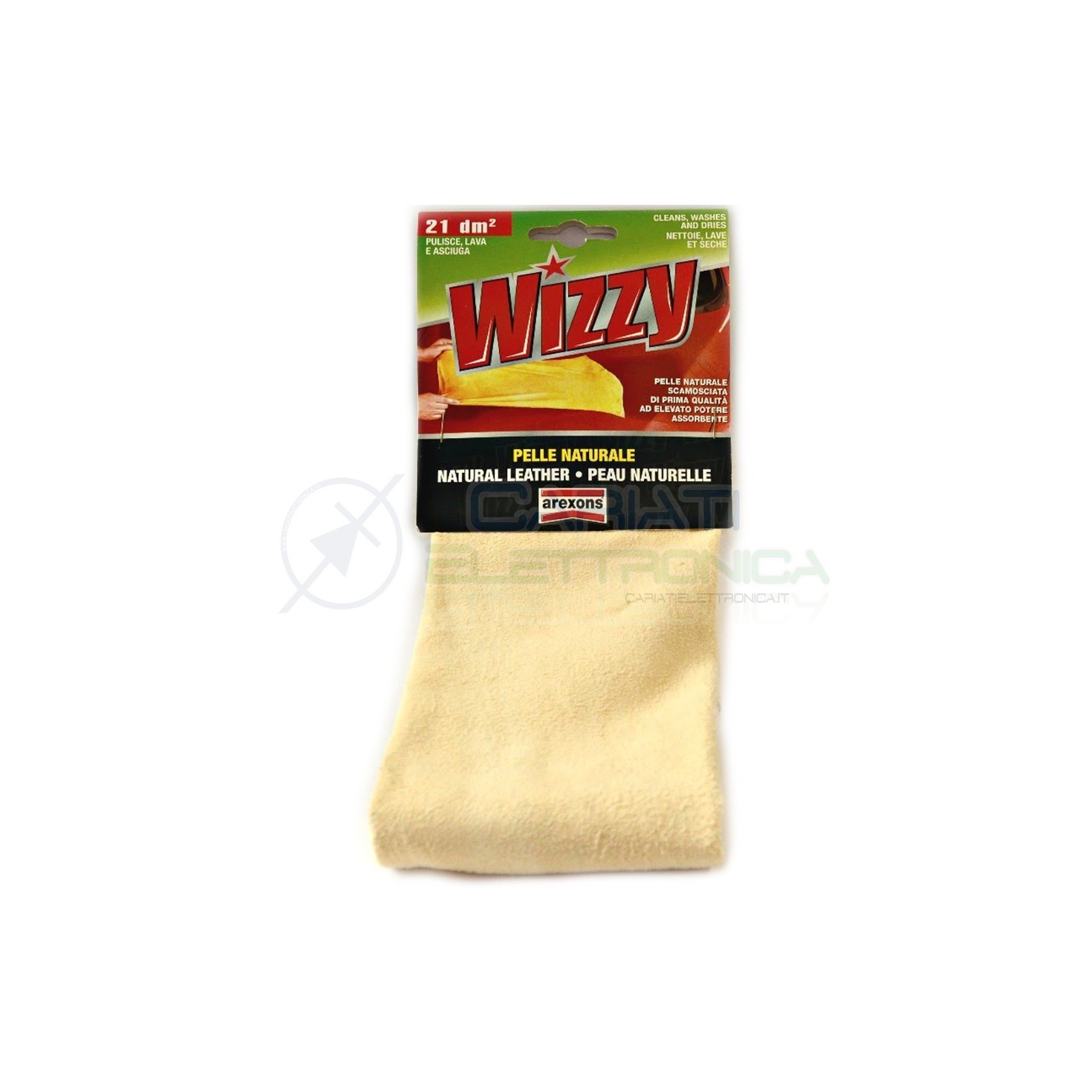 Panno Pelle naturale scamosciata Wizzy AREXONS per pulire asciugare autovetture