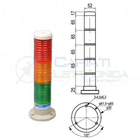 Spia Lampada Torre Luce di segnalazione industriale 3 colori 12V Warning Light