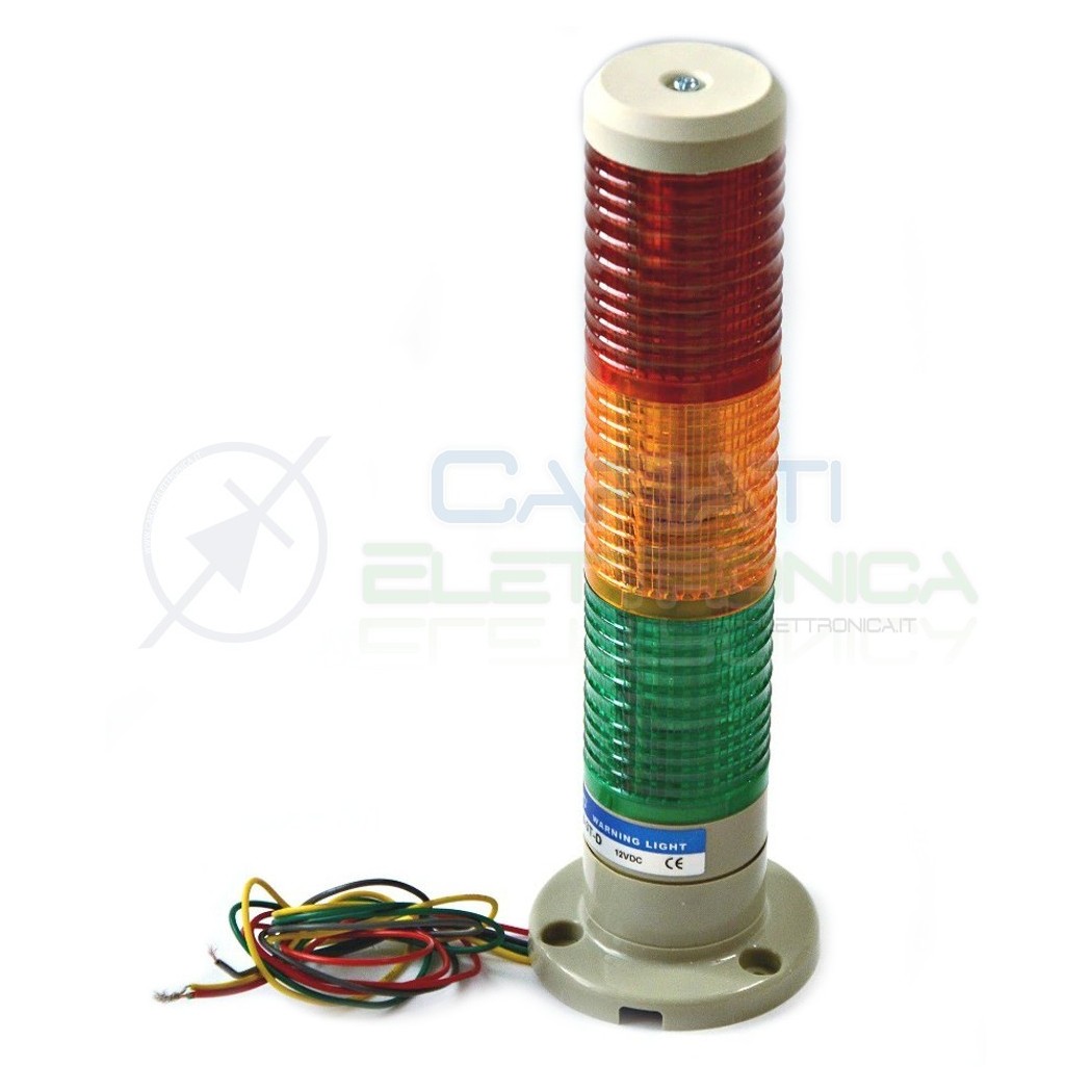 Spia Lampada Torre Luce di segnalazione industriale 3 colori 12V Warning Light