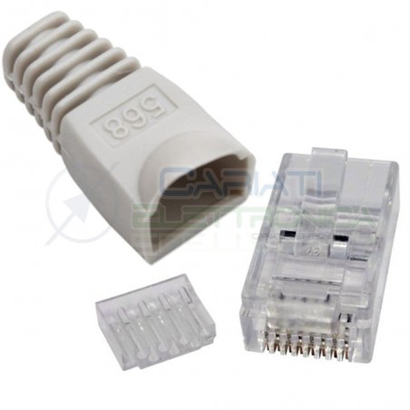 10 PEZZI Connettore Plug RJ45 per Cavi di rete LAN Ethernet Categoria 6/5 GRIGIO